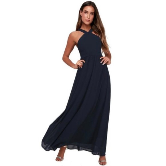 LULUS Air Romance Navy Blue Maxi Dress - Picture 1 of 8